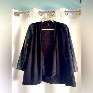 Soft black cardigan with faux leather sleeves